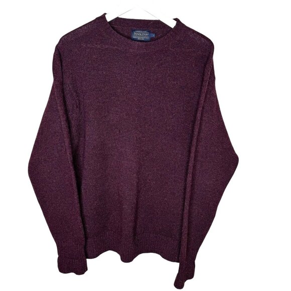 Vintage 90s Pendleton Washable Shetland Wool Purple Pullover Sweater, Size Large - Picture 1 of 9